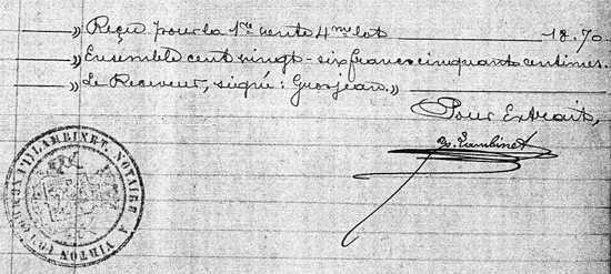 reçu et signature